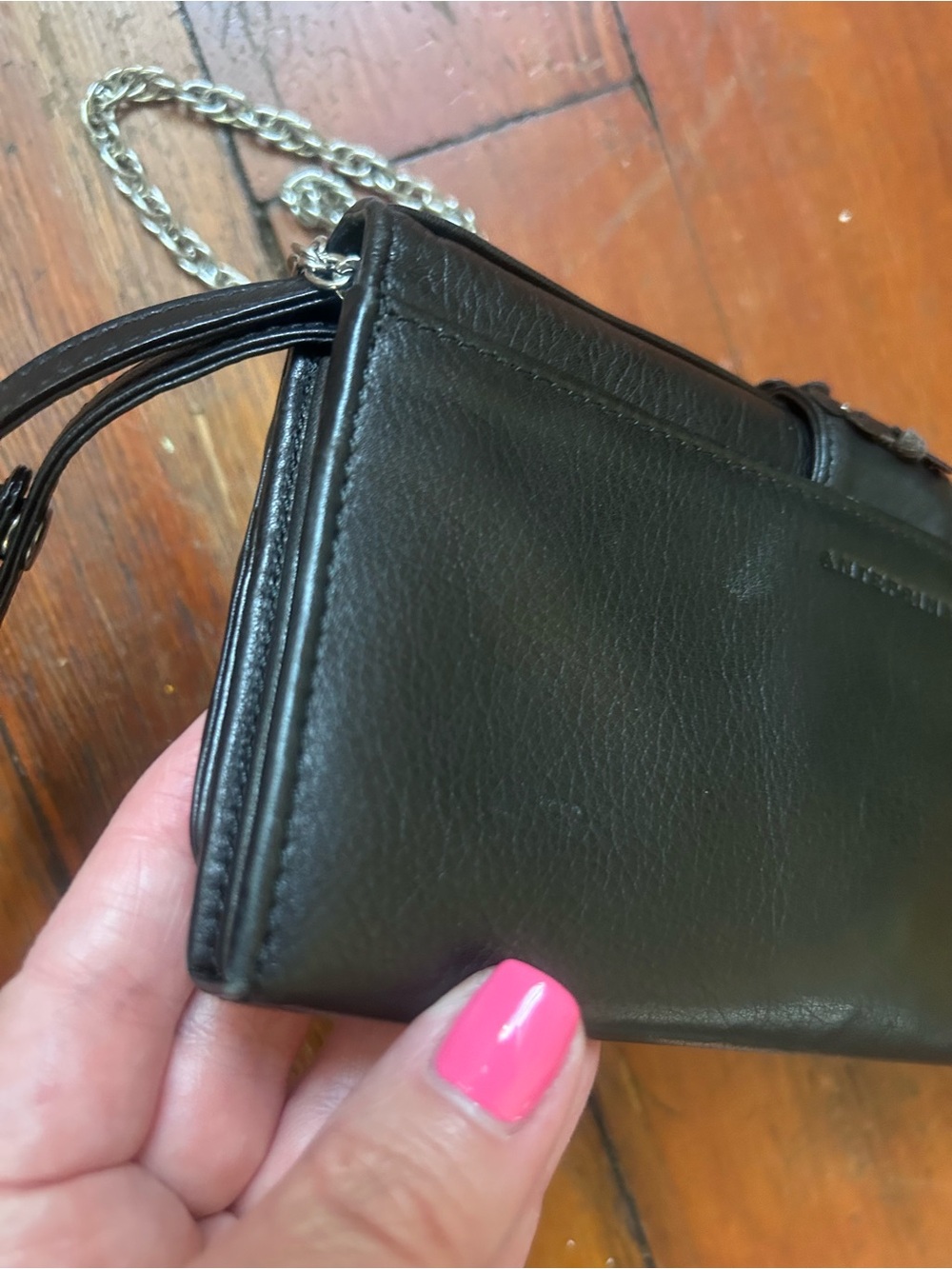 Anteprima Black leather Floral Appliqué clutch/wallet - Picture 9 of 14